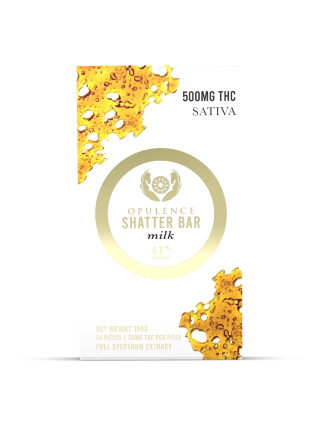 500 mg MILK CHOCOLATE Shatter Bars in Indica or Sativa by Opulence