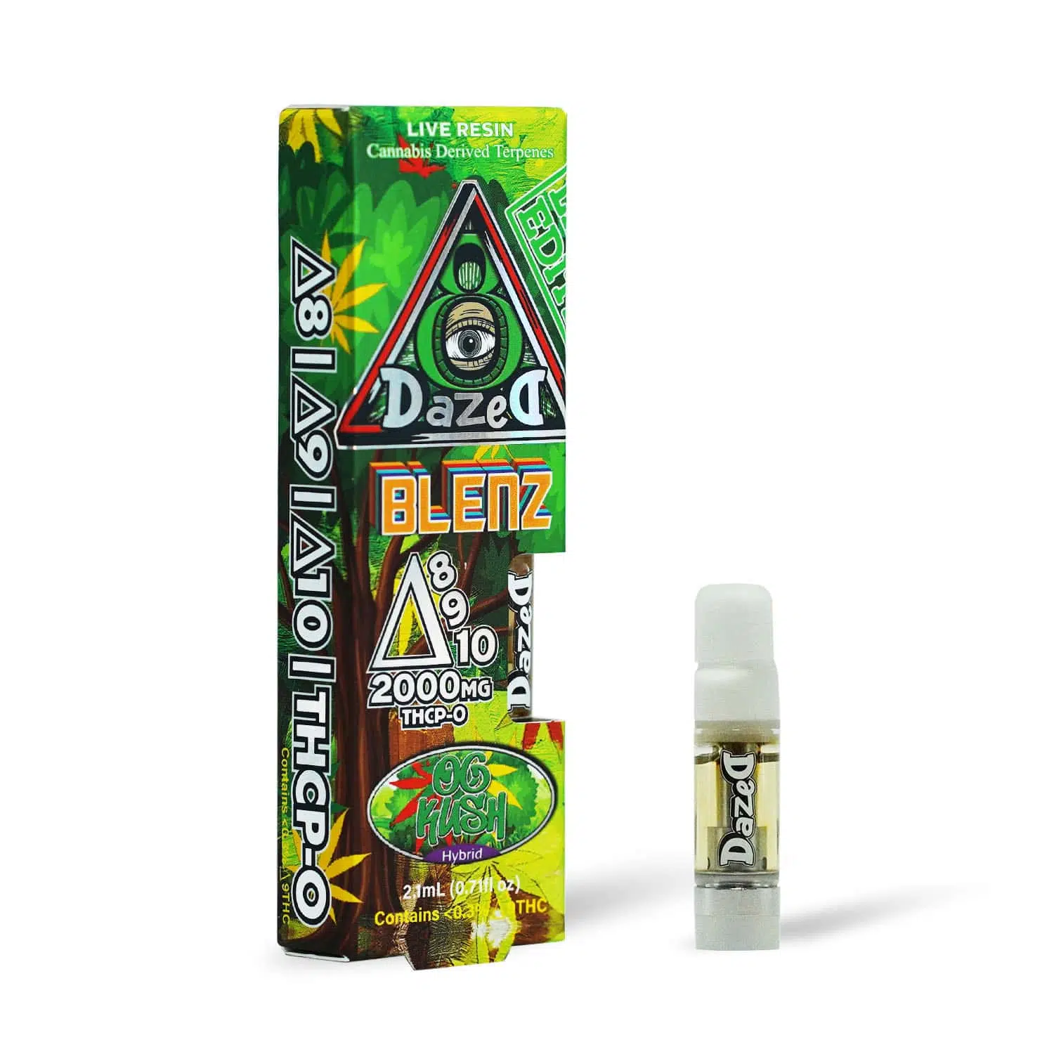 DazeD8 OG Kush D8 + D9 + D10 + THCP-O Live Resin Cartridge (2.1g)