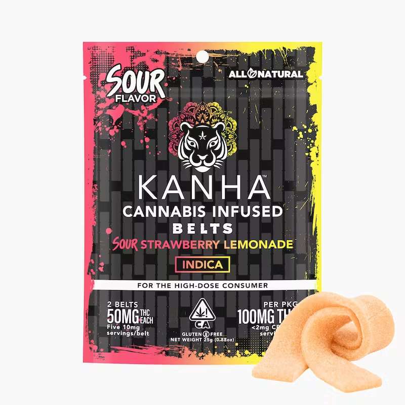 KANHA | Belts | Sour Strawberry Lemonade | Indica | 100mg THC | 2-pack